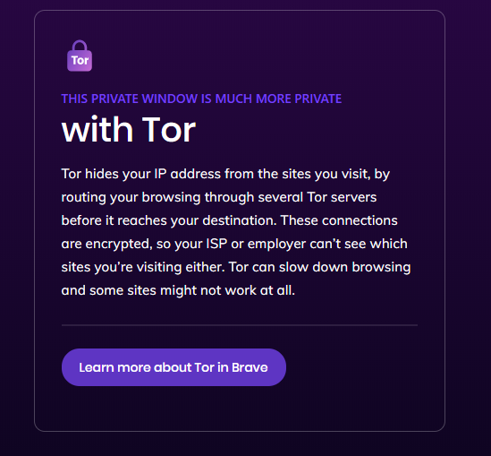 Brave Private Window With Inbuilt Tor Support