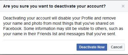 i needd to know how to deactivate facebook account