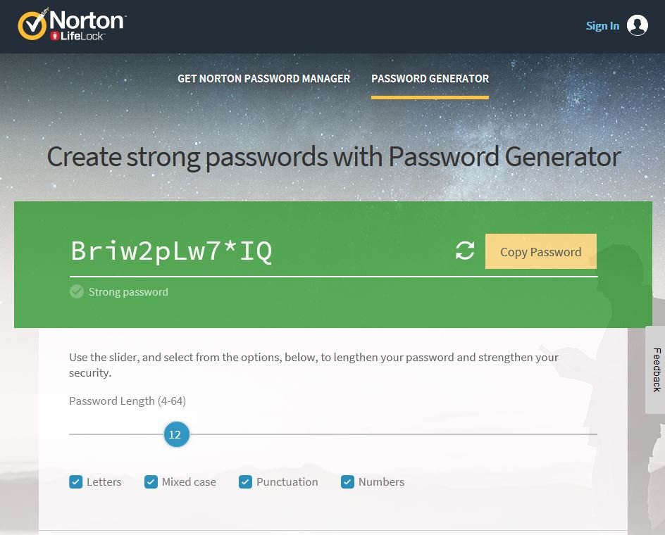 Norton Password Generator