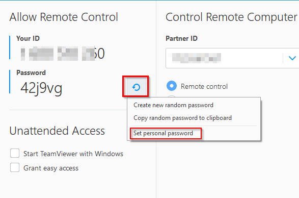 teamviewer app password reset