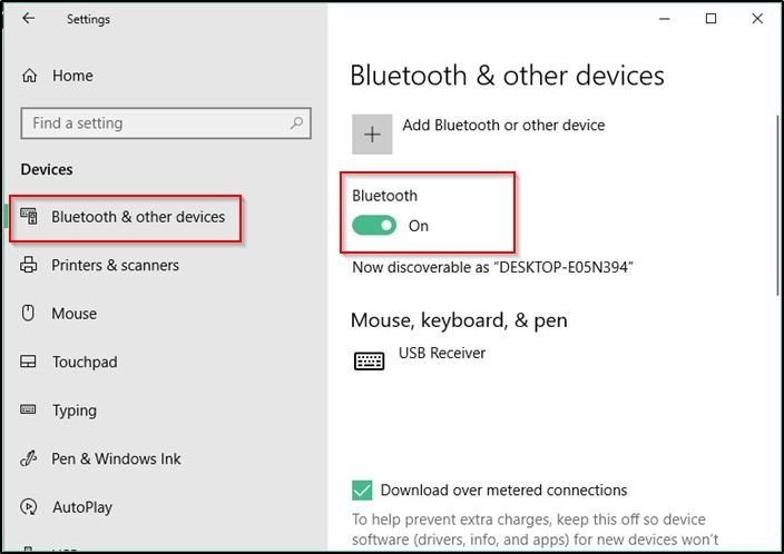 turn on bluetooth windows 10 icon missing