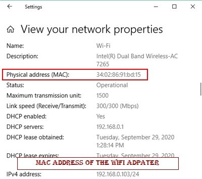 how to check mac address in windows 10