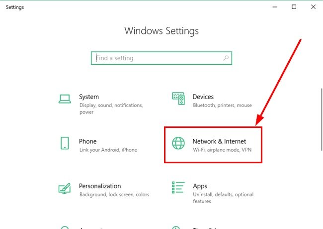 Network &Amp; Internet Settings On Windows 10