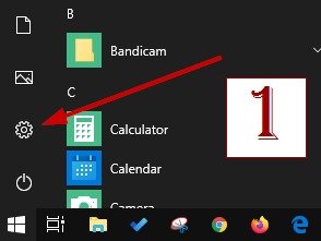 Windows Settings Button From Start Menu