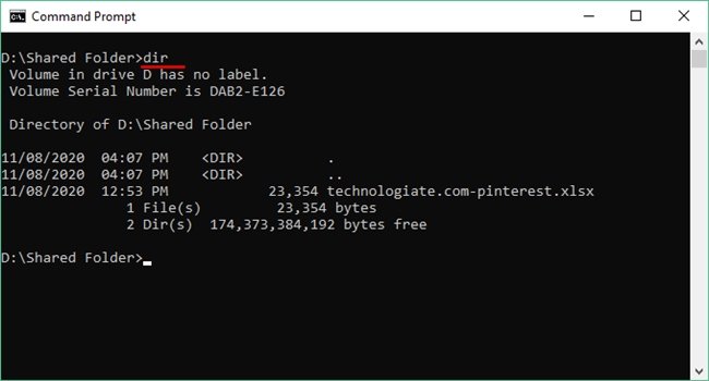 windows 10 command prompt list directories