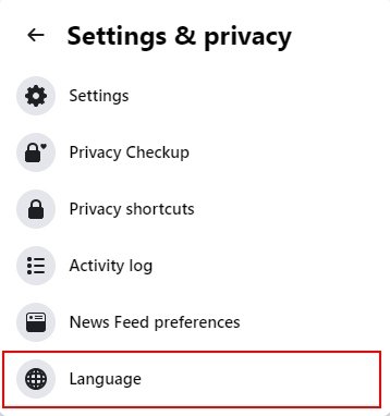 Language Option Under Settings &Amp; Privacy On Facebook Computer