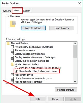 Show Hidden Files In Windows 10 On Folder Options