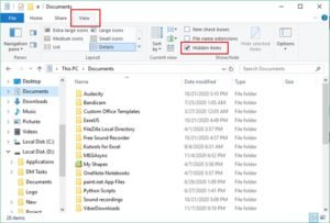 comand line to show hidden files on windows 10