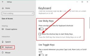 sticky password keyboard shortcut