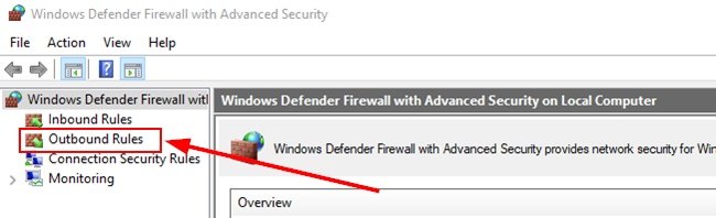 Как use a firewall to block outbound connections