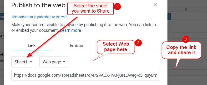 Share Publish To Web Link On Google Sheets