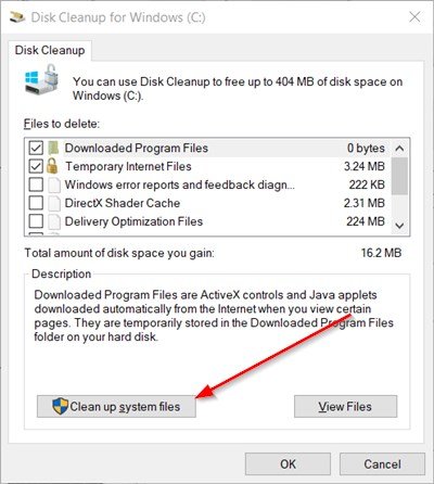 Disk Cleanup Window