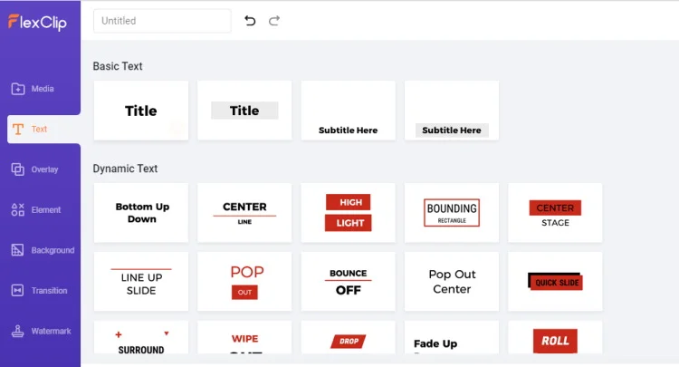 Flexclip Text Option