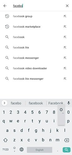Search Facebook On Google Playstore