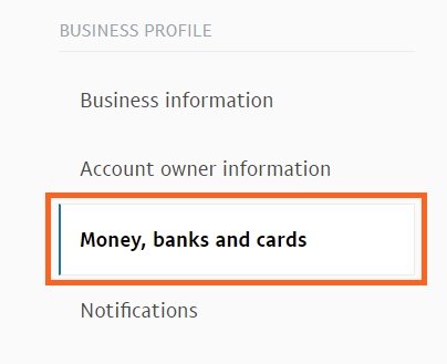 Paypal Money, Banks And Cards Menu